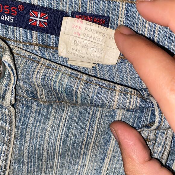 Vigoss Vintage Blue Striped Stretch Denim jean Shorts Women's Size 13/14 - Picture 5 of 6